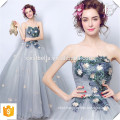 Grey Floral Long Ball Gown Dress Elegant Evening Formal Dress Off Shoulder in Plus Size Dress for Woman